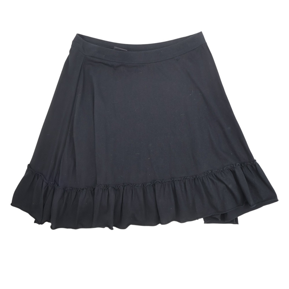 Black Cotton Ruffle Hem Mini Skirt Flowy Stretch Y2K Coquette Date Night S